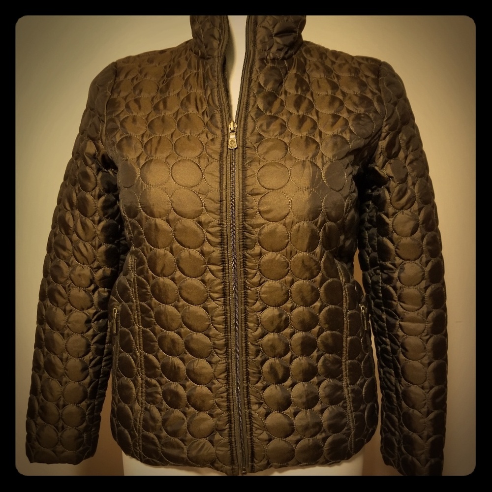 Mandarin Blue Quilted Jacket Brown Bronze M